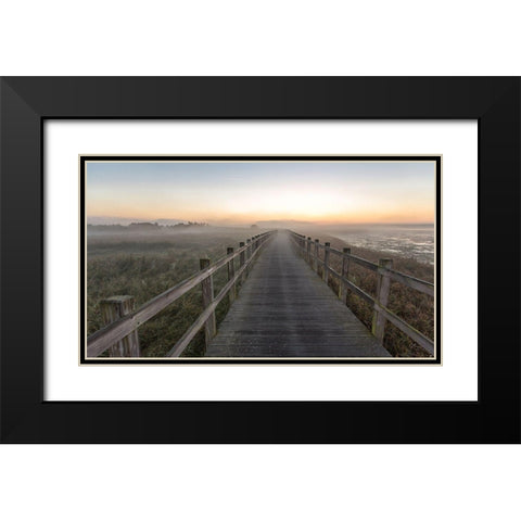 Morning Walk. Black Modern Wood Framed Art Print with Double Matting by Londal, Leif