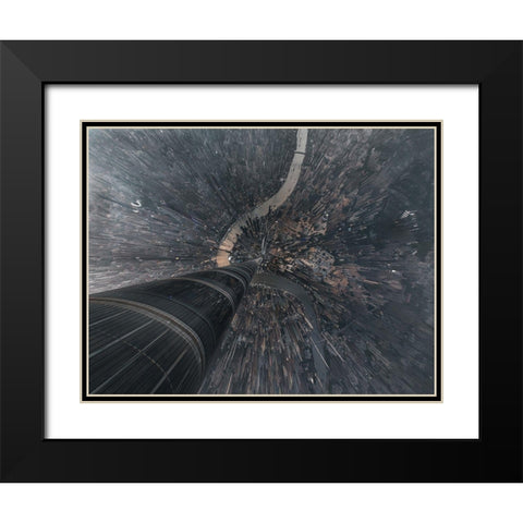 Dive Into The Matrix Black Modern Wood Framed Art Print with Double Matting by Huang, Stan