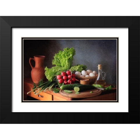 Still Life With Vegetables Black Modern Wood Framed Art Print with Double Matting by Skorokhod, Tatyana