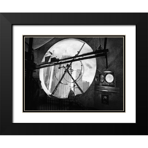Steam World Black Modern Wood Framed Art Print with Double Matting by Maria Perez, Jose