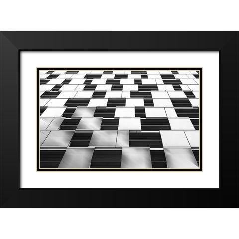 Scattered Surface Black Modern Wood Framed Art Print with Double Matting by Van Son, Greetje