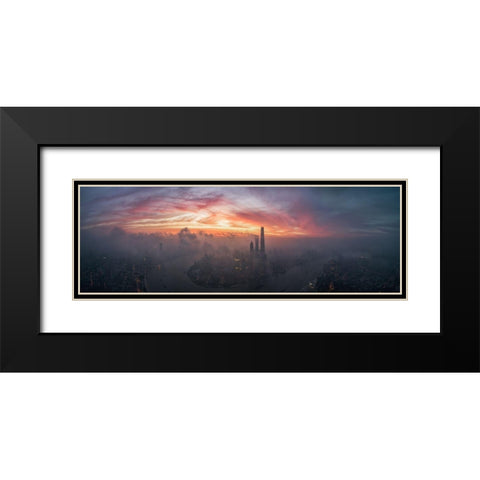 Bay Of Colour Black Modern Wood Framed Art Print with Double Matting by Huang, Stan