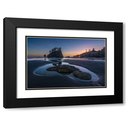 Twilight At Second Beach Black Modern Wood Framed Art Print with Double Matting by Luo, Donald