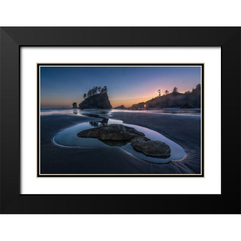 Twilight At Second Beach Black Modern Wood Framed Art Print with Double Matting by Luo, Donald