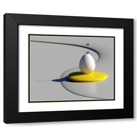 Egg Shapes Black Modern Wood Framed Art Print with Double Matting by Bunjamin, Antonyus
