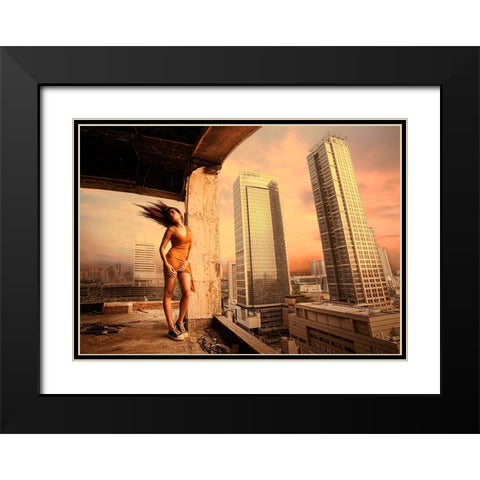 From The 16Th Floor Black Modern Wood Framed Art Print with Double Matting by Kisworo, Sebastian