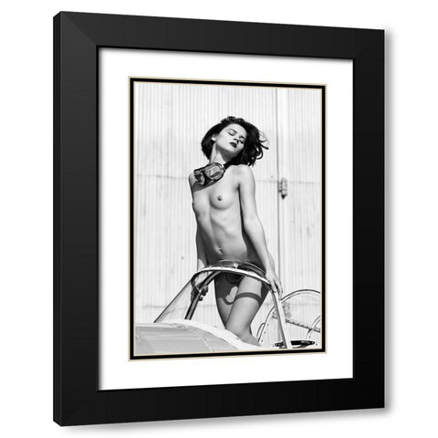 On The Airport Black Modern Wood Framed Art Print with Double Matting by Blasko, Jan