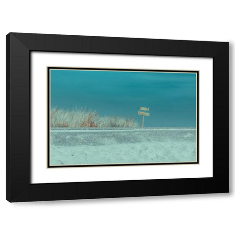 Welcome To The Beach Black Modern Wood Framed Art Print with Double Matting by De Laat, Bernardine