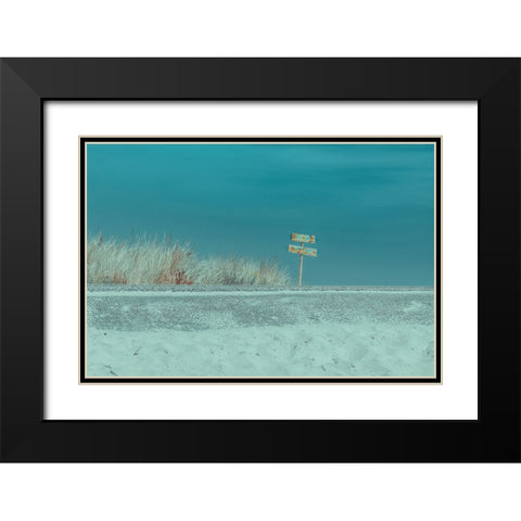 Welcome To The Beach Black Modern Wood Framed Art Print with Double Matting by De Laat, Bernardine