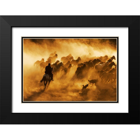 Cowboy Black Modern Wood Framed Art Print with Double Matting by Tunc, Feyzullah