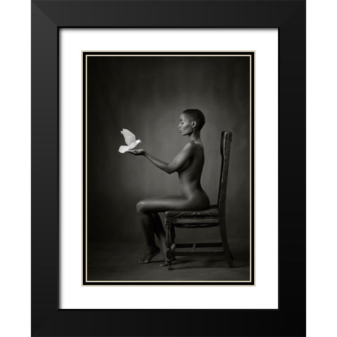 Ebony Dove Black Modern Wood Framed Art Print with Double Matting by Catchlight Studio