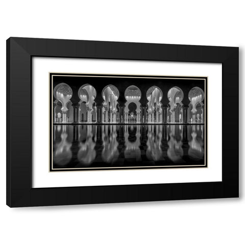 Oriental Night Black Modern Wood Framed Art Print with Double Matting by Thabet, Ahmed