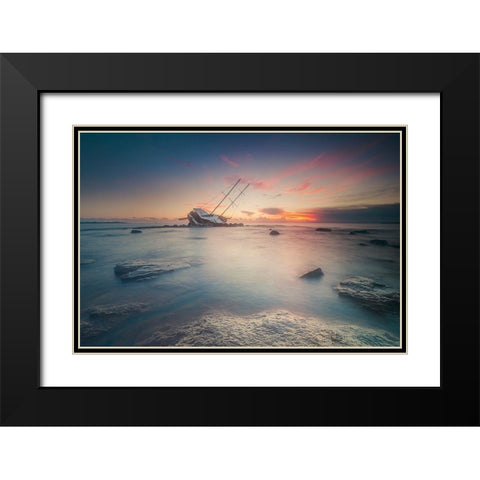 Adrift Black Modern Wood Framed Art Print with Double Matting by Atzori, Daniele