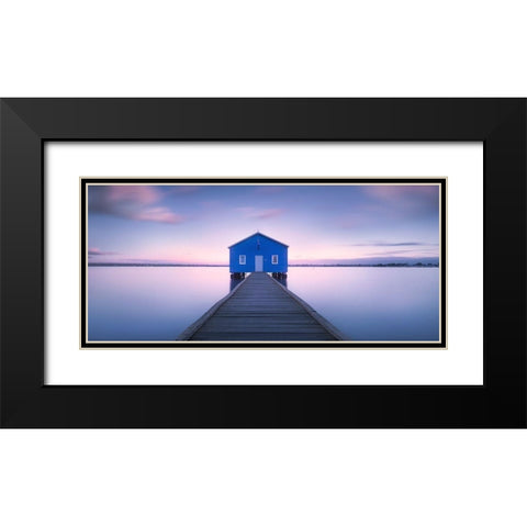 Boathouse Black Modern Wood Framed Art Print with Double Matting by Vandewalle, Richard