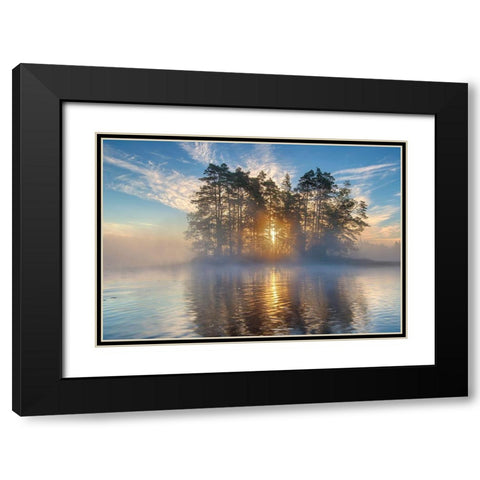 Morning Light Black Modern Wood Framed Art Print with Double Matting by Keller