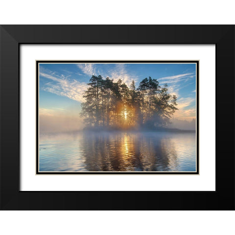 Morning Light Black Modern Wood Framed Art Print with Double Matting by Keller