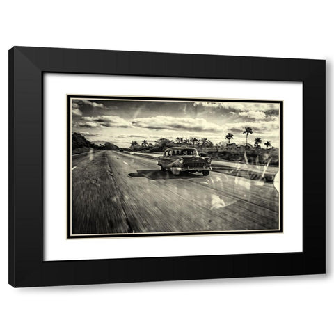 Taxi Havana Black Modern Wood Framed Art Print with Double Matting by Limbach, Marc