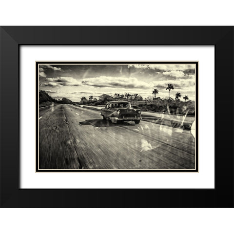Taxi Havana Black Modern Wood Framed Art Print with Double Matting by Limbach, Marc