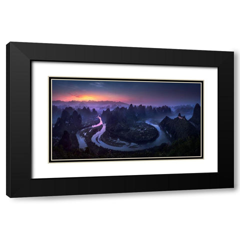 Good Morning From Damianshan - China Black Modern Wood Framed Art Print with Double Matting by M. Garcia, Jesus