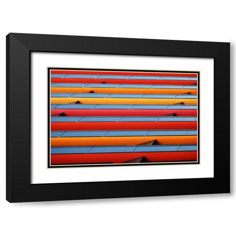 Colour Stripes Black Modern Wood Framed Art Print with Double Matting by Hawerkamp, Hans-Wolfgang