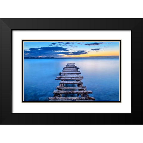 Pier Black Modern Wood Framed Art Print with Double Matting by Jubic, Srecko