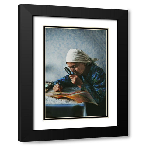 Grandmother Black Modern Wood Framed Art Print with Double Matting by Zhukova, Natalia