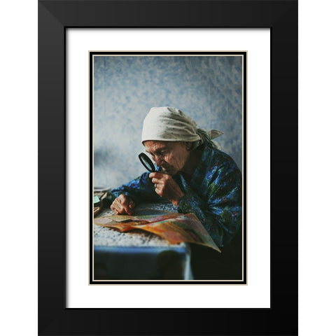 Grandmother Black Modern Wood Framed Art Print with Double Matting by Zhukova, Natalia