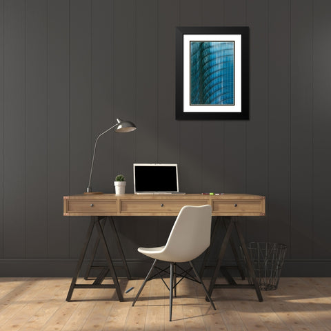 Fading Waves Black Modern Wood Framed Art Print with Double Matting by van Son, Greetje