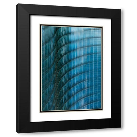 Fading Waves Black Modern Wood Framed Art Print with Double Matting by van Son, Greetje