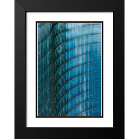 Fading Waves Black Modern Wood Framed Art Print with Double Matting by van Son, Greetje