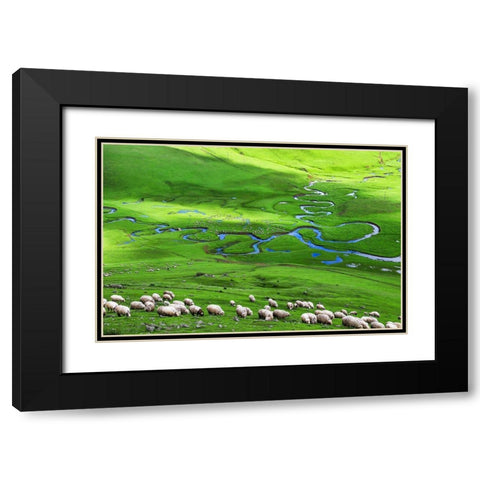 Plateau Black Modern Wood Framed Art Print with Double Matting by Uzumcu, Suleyman