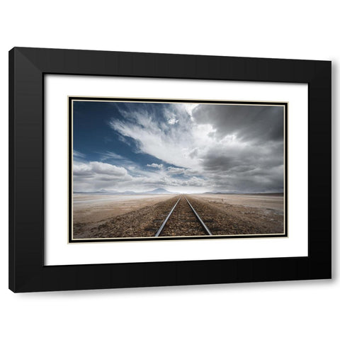 The Long Road Black Modern Wood Framed Art Print with Double Matting by Anton, Rostovskiy