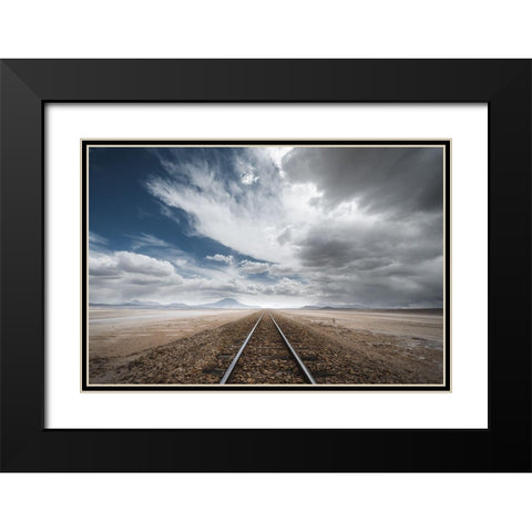 The Long Road Black Modern Wood Framed Art Print with Double Matting by Anton, Rostovskiy