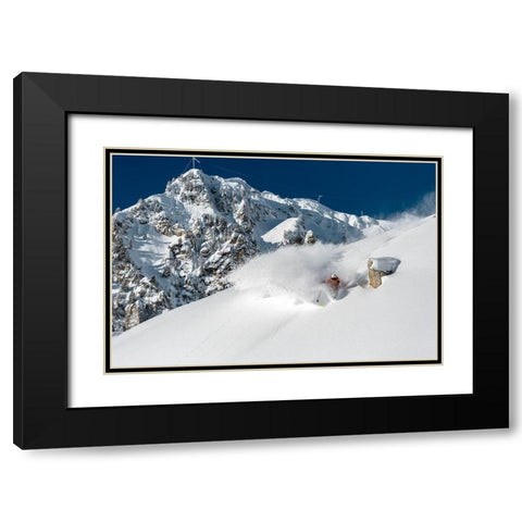 Powder Turn With Romain Grojean Black Modern Wood Framed Art Print with Double Matting by Shu, Tristan