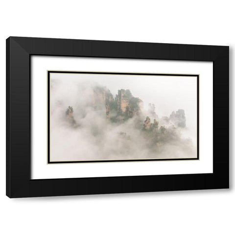 The Foggy Peaks Black Modern Wood Framed Art Print with Double Matting by Hua, David