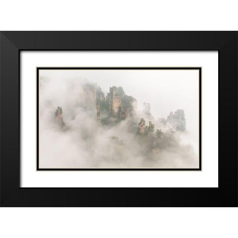 The Foggy Peaks Black Modern Wood Framed Art Print with Double Matting by Hua, David