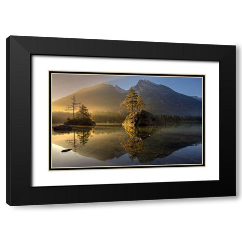 Golden Morning Black Modern Wood Framed Art Print with Double Matting by Keller