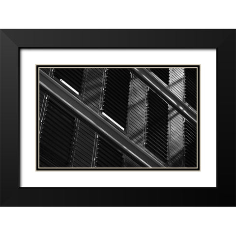 Blinds And Shadows Black Modern Wood Framed Art Print with Double Matting by Van Son, Greetje