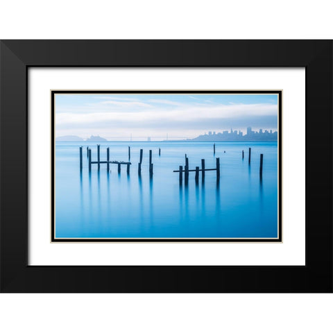 The Old Pier Of Sausalito Black Modern Wood Framed Art Print with Double Matting by Zhang, Jonathan