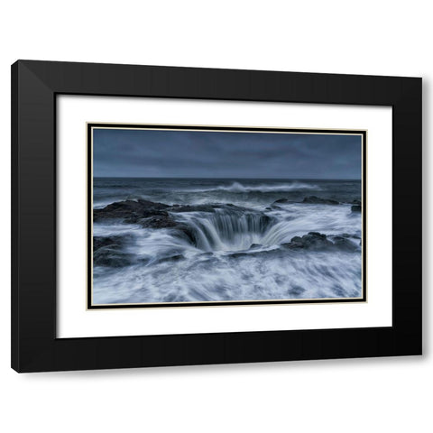Power Black Modern Wood Framed Art Print with Double Matting by Ning, Aidong