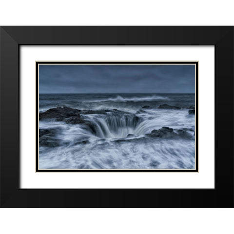 Power Black Modern Wood Framed Art Print with Double Matting by Ning, Aidong