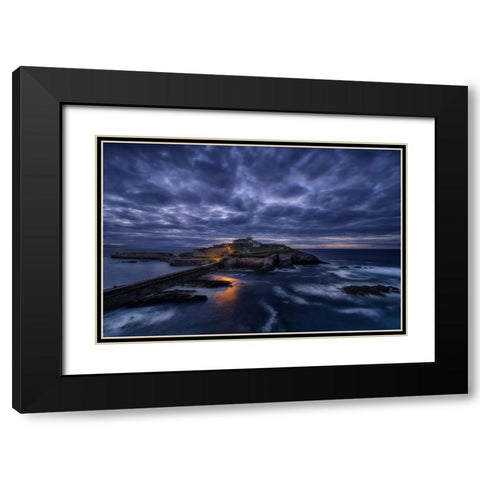 Ultimas Luces En El Faro Black Modern Wood Framed Art Print with Double Matting by Maseda Varela, Alfonso