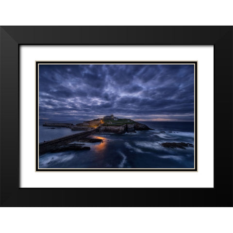 Ultimas Luces En El Faro Black Modern Wood Framed Art Print with Double Matting by Maseda Varela, Alfonso