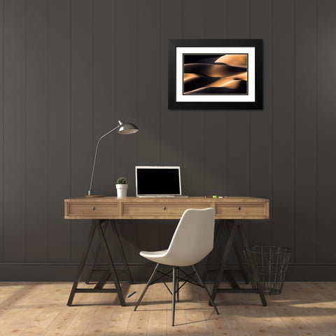 Wave Black Modern Wood Framed Art Print with Double Matting by Momeni, Mohammadreza