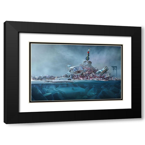 Destruction Of The Environment Black Modern Wood Framed Art Print with Double Matting by Almawash, Sulaiman