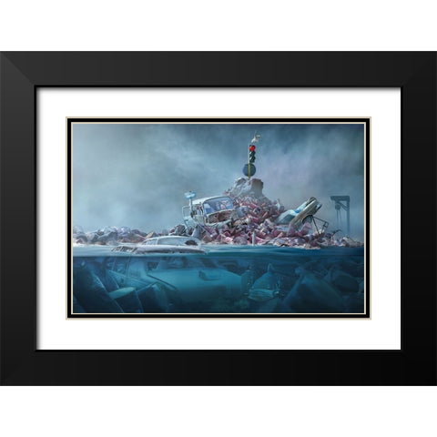 Destruction Of The Environment Black Modern Wood Framed Art Print with Double Matting by Almawash, Sulaiman