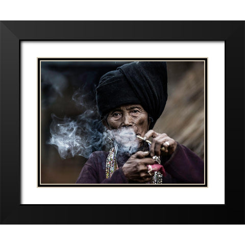 Smoking 2 Black Modern Wood Framed Art Print with Double Matting by Eichelberg, Amnon