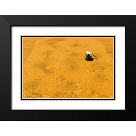 Bulgur Drying Black Modern Wood Framed Art Print with Double Matting by Karakaya, Melih