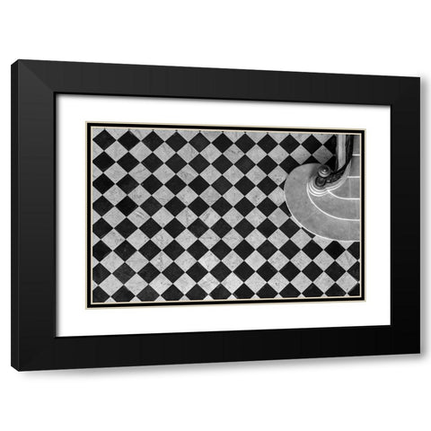 Chessboard Staircase Black Modern Wood Framed Art Print with Double Matting by Viretti, Jean-Louis