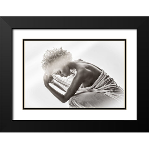In Gedanken Black Modern Wood Framed Art Print with Double Matting by Bichler, Hubert